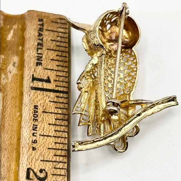 Vintage Sterling Germany Owl Brooch Pin